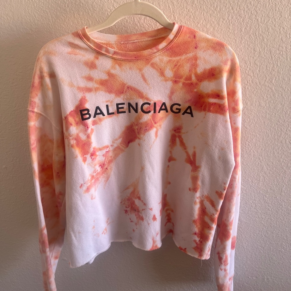 Balenciaga Orange and White Tie-Dye Top